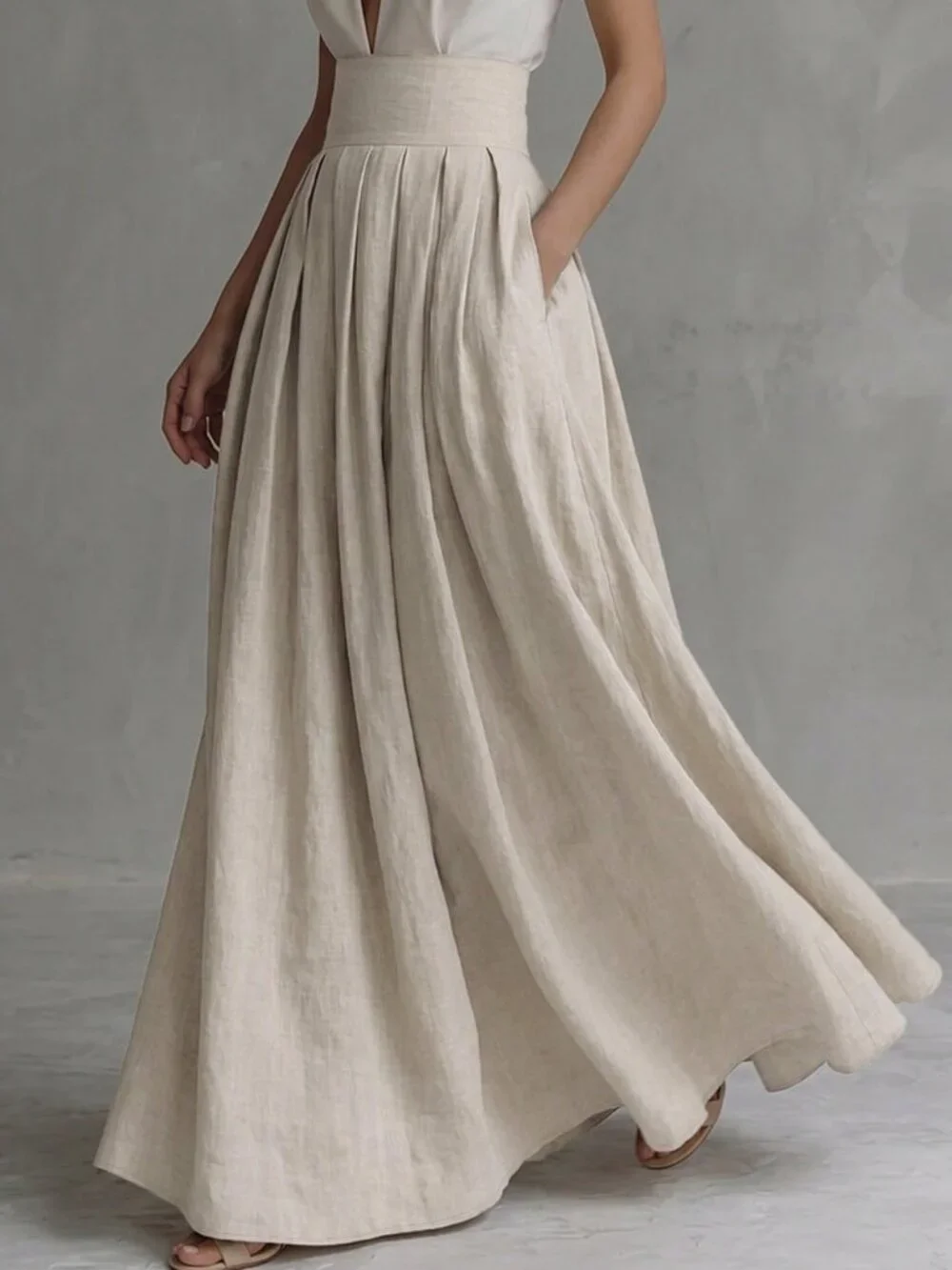 Beige Casual Women's Elegant Loose Skirt